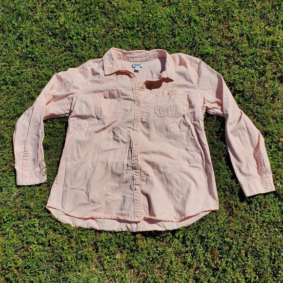 Old Navy Tops - Peach Old Navy Denim Button Down Oxford EUC